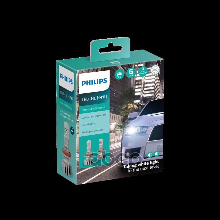 Комплект Светодиодных Ламп H11 12V Led H11 2Шт (Белый Свет, Яркость +160%) Philips арт. 11362U50CWX2