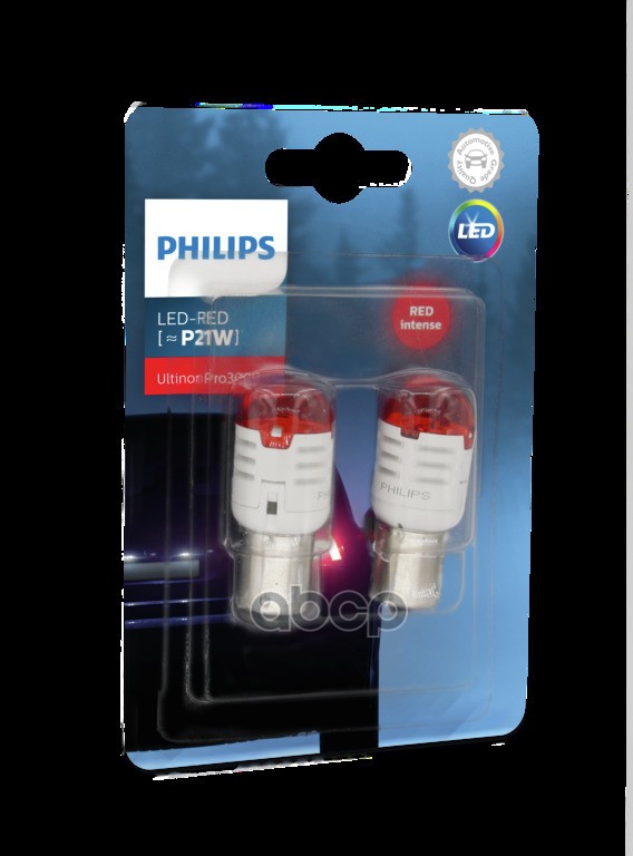Комплект Светодиодных Ламп Led Red P21w Ba15s 12В/1,75Вт B2 (2Шт) Philips арт. 11498U30RB2