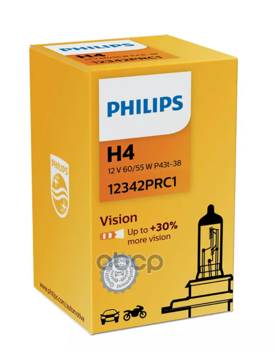 Лампа 12V H4 60/55W +30% PHILIPS Premium 1 шт. картон 12342PRC1 Philips арт. 12342PRC1