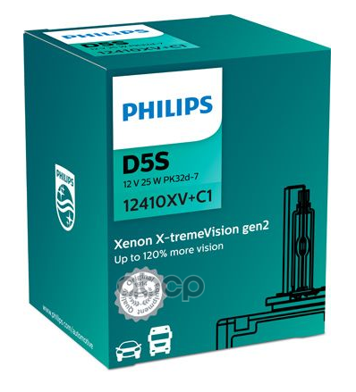 Лампа ксеноновая D5S 12V-25W (PK32d-2) 4800K X-tremeVision gen 2 PHILIPS 12410XV+C1 Philips арт. 12410XV+C1