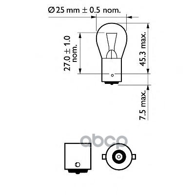 Лампа P25 Vision 12V 18W Ba15s Cp Philips арт. 12445CP