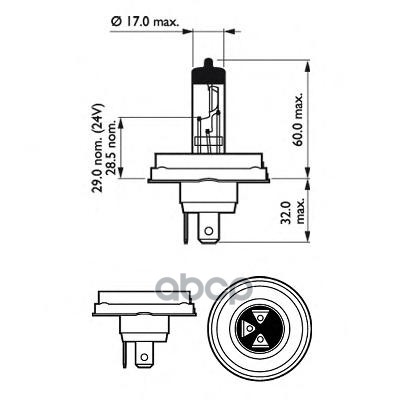Лампа Накаливания R2 Visio 12V 45/40W P45t-41 B1 Philips арт. 12475B1