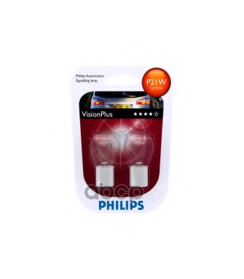 Лампа 12V P21W 21W +60% PHILIPS VisionPlus 2 шт. блистер 12498VPB2 Philips арт. 12498VPB2