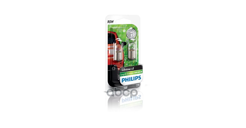 Лампа накаливания сигнальная R5W BA15s Long Life Eco Vision 12V 5W Блистер 2 шт Philips арт. 12821LLECOB2