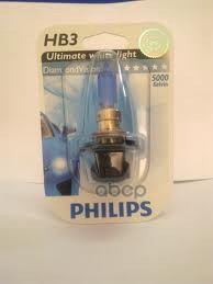 Лампа галогеновая головного света HB3 P20d 5000K Diamond Vision 12V 65W Блистер 1 шт Philips арт. 9005DVB1