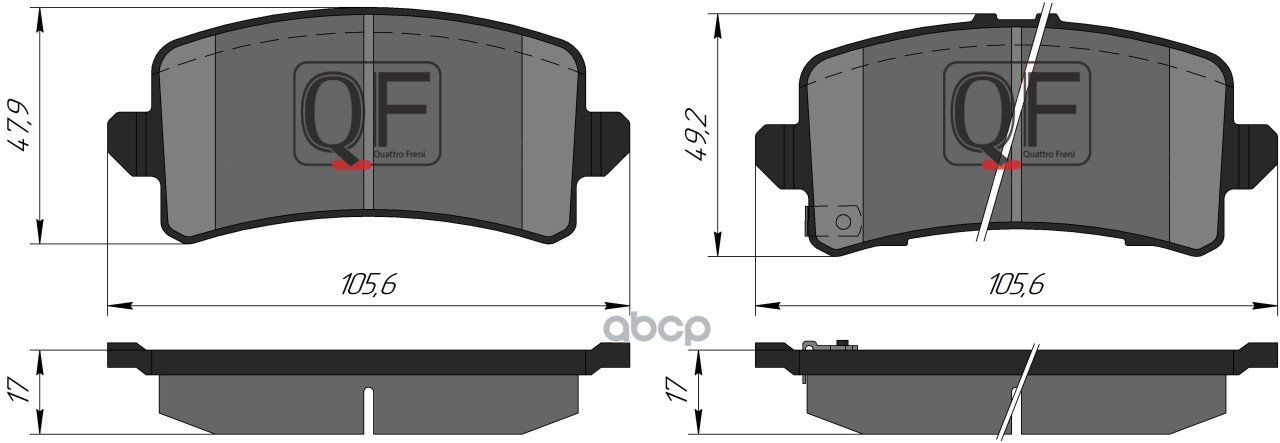 Колодки тормозные дисковые к-т с мех. индикатором износа задн. HAVAL JOLION (4WD) QUATTRO FRENI арт. qf508802