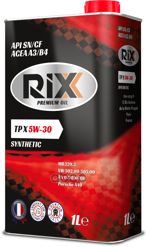 RIXX Синтетическое Моторное Масло Rixx Tp X 5W-30 Sn/Cf A3/B4   1 Л