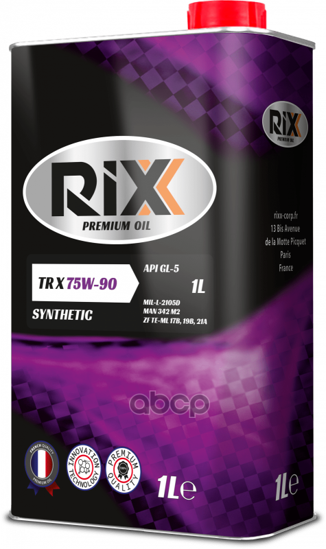 Rixx Tr V 75W-90 Gl-5 Масло Трансмис. Синтетическое 1Л Rixx Rx0011trx RIXX арт. RX0011TRX