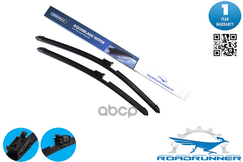 Комплект Бескаркасных Щеток Стеклоочистителя 600Mm/500Mm , С Форсункой И Подогревом ROADRUNNER арт. RR600500FKWH