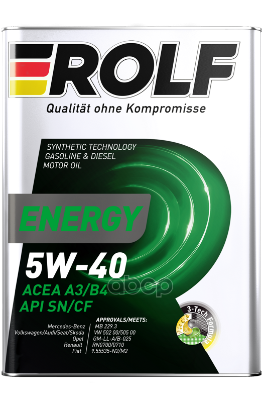 ROLF Масло моторное полусинтетическое Energy 5W40 SN/CF, A3/B4 4л