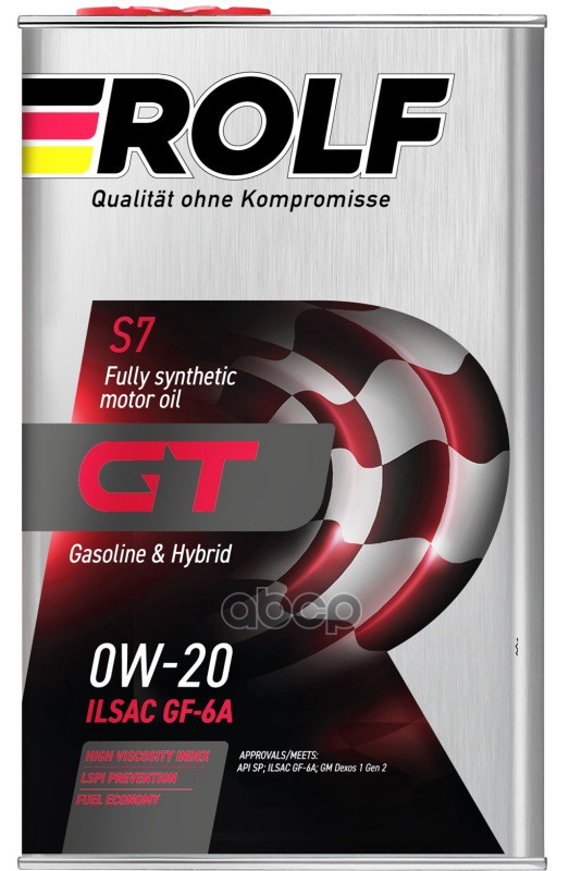 ROLF Масло Моторное Rolf Gt Sae 0W-20 Api Sp, Ilsac Gf-6A Пластик Синтетика 1Л 322753