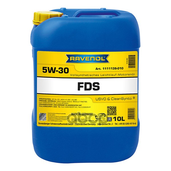 Моторное масло RAVENOL FDS 5W-30 10л (111113901001999) 4014835795648 Ravenol арт. 4014835795648