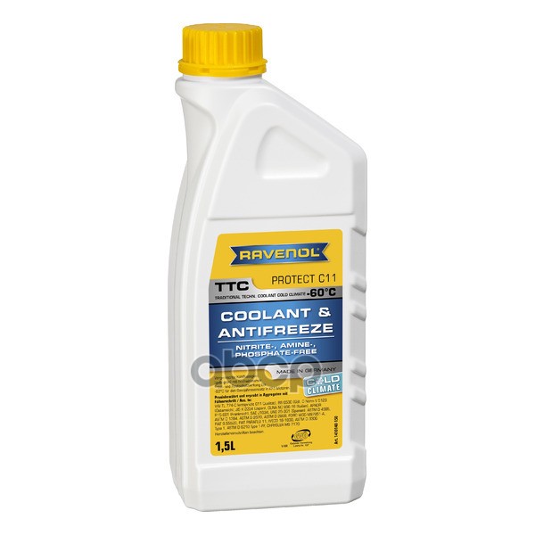 Антифриз готовый к прим. жёлтый TTC COLD CLIMATE -60C (1 5л) Ravenol арт. 4014835841086