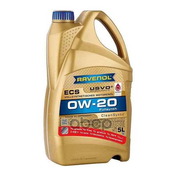 Ravenol АКЦИЯ Моторное масло RAVENOL ECS EcoSynth 0W-20 (5 л) 4+1 4014835851566