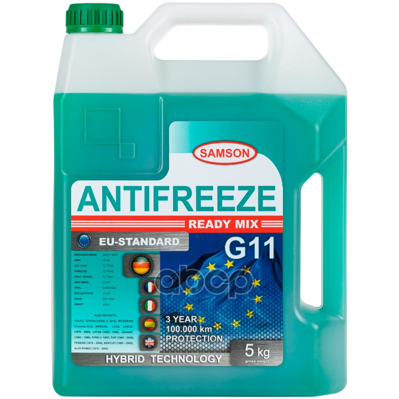 Антифриз, Готовый Раствор Eu-Standard G11 Зелёный -37°C, 5Кг SAMSON арт. 800954