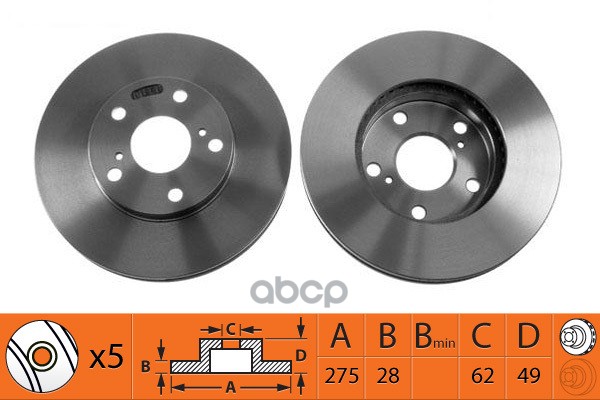 Диск тормозной передний TOYOTA CAMRY 2.4 2001 - 2006  TOYOTA ESTIMA 2.4 2000 - 2006  TOYOTA IPSUM 2. SB Nagamochi арт. br21106t