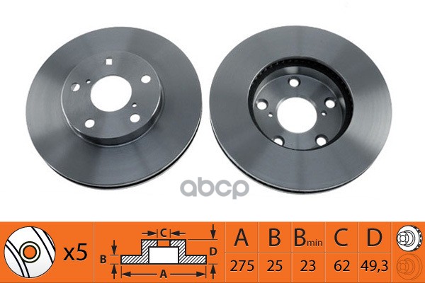 Диск тормозной передний TOYOTA RAV 4 II 1.8/2.0 00-06 BR21127T SB Nagamochi арт. BR21127T