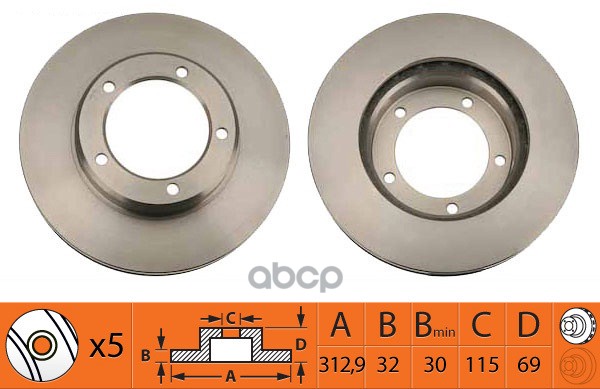 Диск тормозной передний TOYOTA LAND CRUISER 100, LEXUS LX470 (UZJ100) BR21144T SB Nagamochi арт. BR21144T