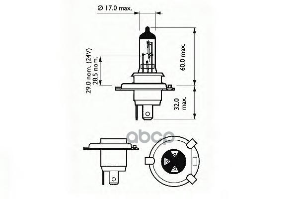 Лампа Накаливания H4 Basic 12V 60/55W P43t SCT арт. 202792
