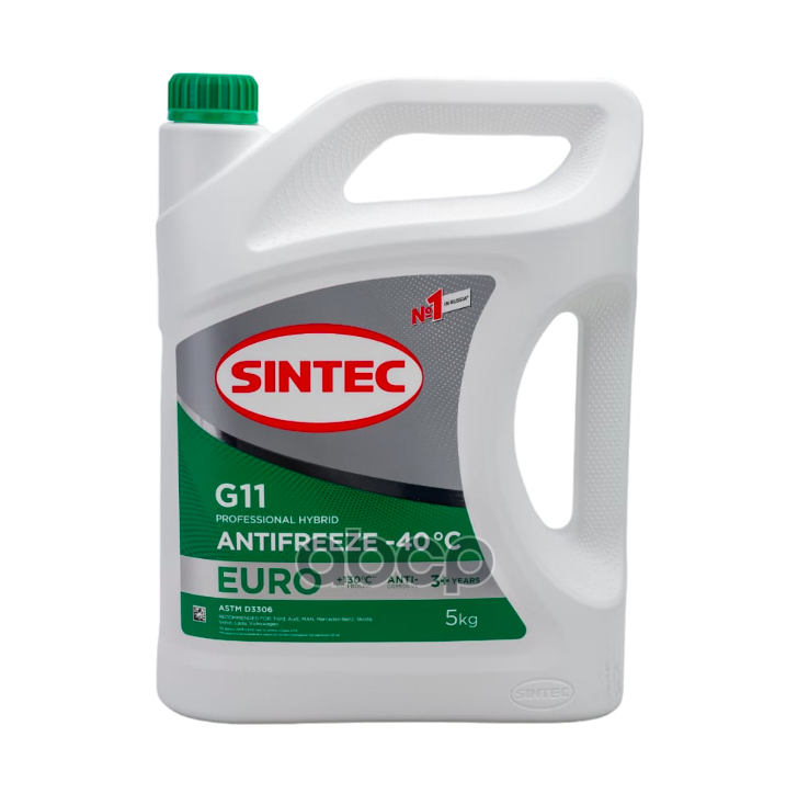 Антифриз готовый зеленый Euro G11 -40С 5кг по цене 4кг SINTEC арт. 990580