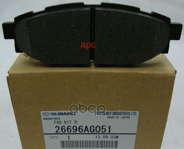 Колодки Тормозные Зад К-Т SUBARU арт. 26696AG051