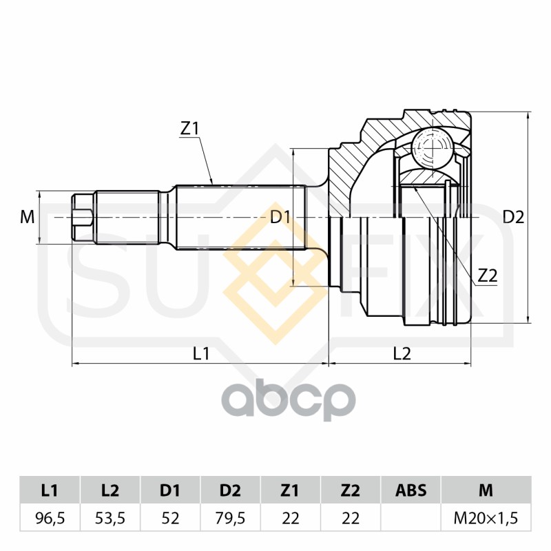 Шрус Наружный | Перед Прав/Лев | SUFIX арт. ST1008