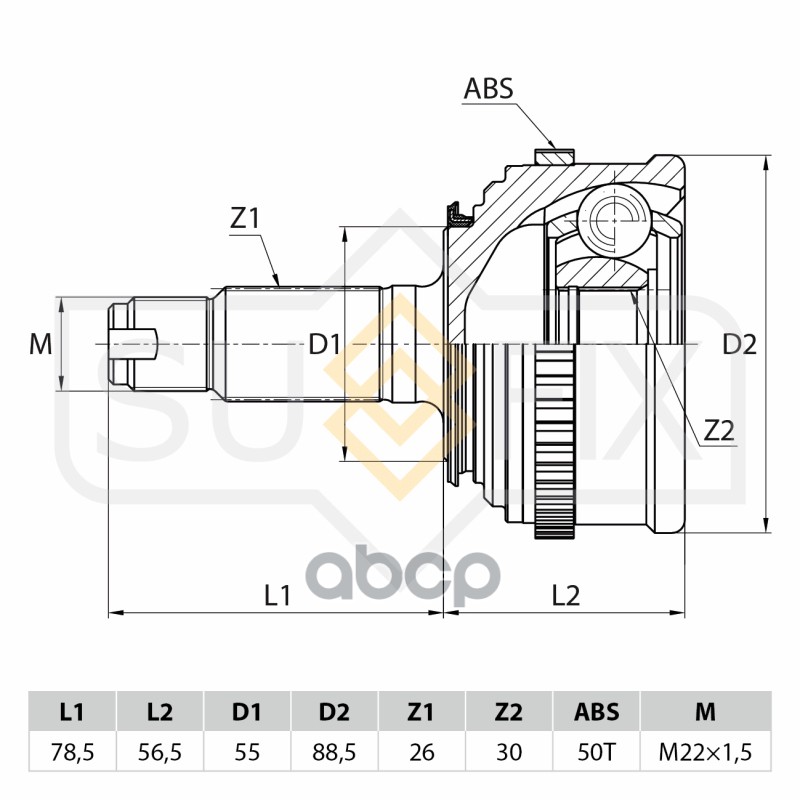 Шрус Наружный | Перед Прав/Лев | SUFIX арт. ST1023