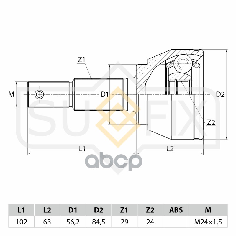 Шрус Наружный Nissan Teana(J31) 2.0-2.3 03-08 / Juke 1.6 10 / Serena(C25) 2.0 05-10 St-1080 SUFIX арт. ST-1080