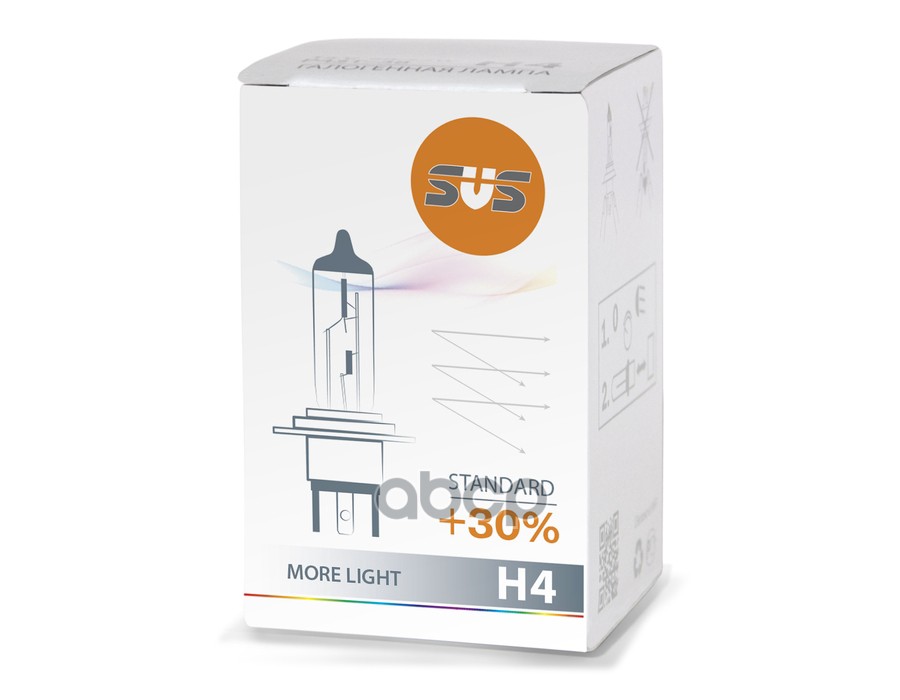 Лампа галогеновая головного света H4 P43t 3200K Standard +30% 12V 60/55W Картон 1 шт SVS арт. 0200007000