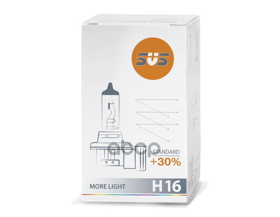 Лампа галогеновая головного света H16 PGJ19 3200K Standard +30% 12V 19W Картон 1 шт SVS арт. 0200012000