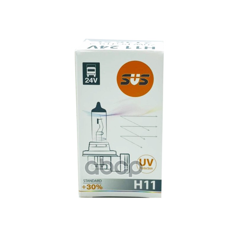 Лампа галогеновая головного света H11 PGJ19-2 3200K Standard +30% 24V 70W Картон 1 шт SVS арт. 0200136000