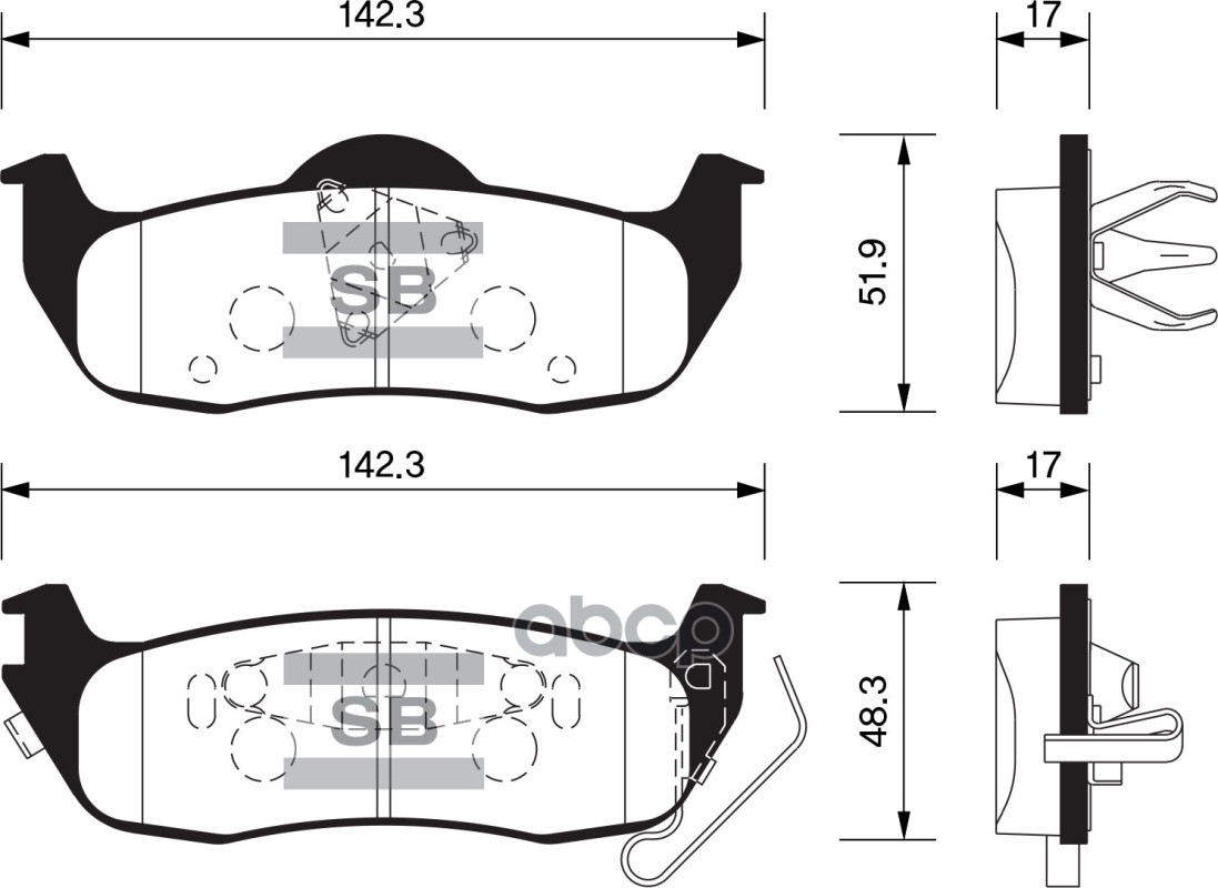 Колодки тормозные дисковые Jeep Grand Cherokee 3.0-5.7 V8 05 SP1512 Sangsin brake арт. SP1512