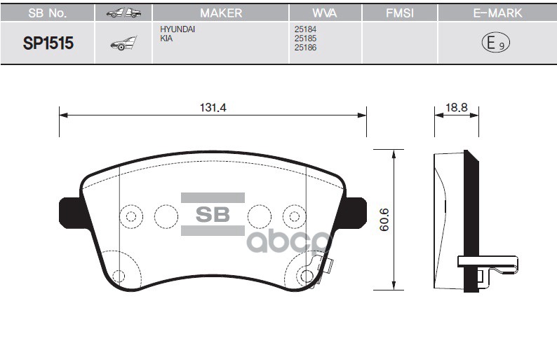 Колодки тормозные KIA VENGA 10- передние SP1515 Sangsin brake арт. SP1515