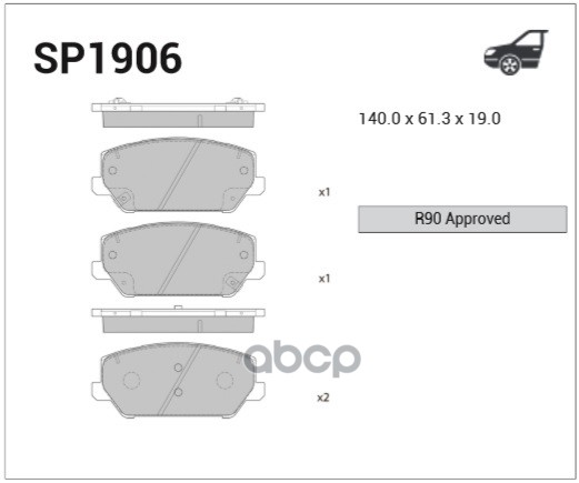 Колодки Передние Kia Optima Sportswagon 16- Sp1906 Sangsin brake арт. SP1906