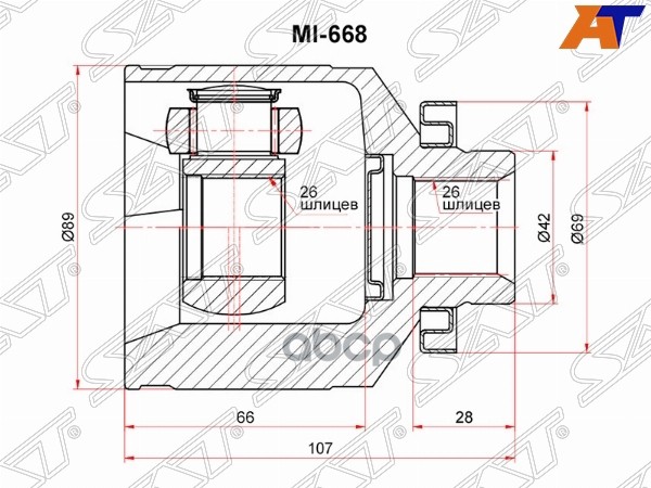 Шрус (Спереди/ Справа/ Внутр) Hyundai Tucson 04-09 Sat арт. MI-668