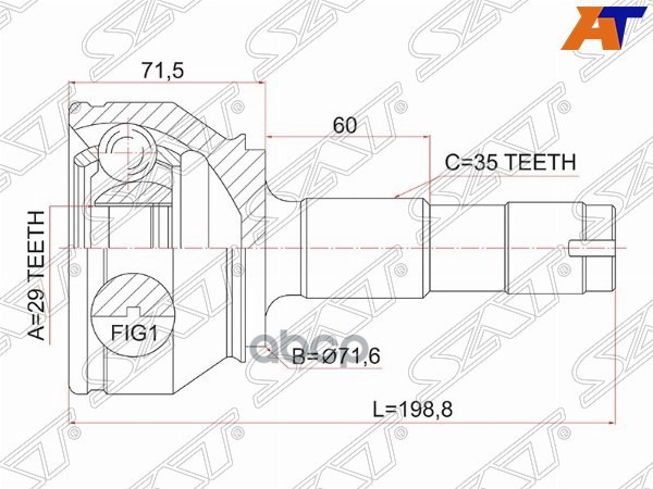 Шрус (Спереди/ Наруж) Peugeot Boxer 06- / Citroen Jumper 06- Sat арт. PG-03