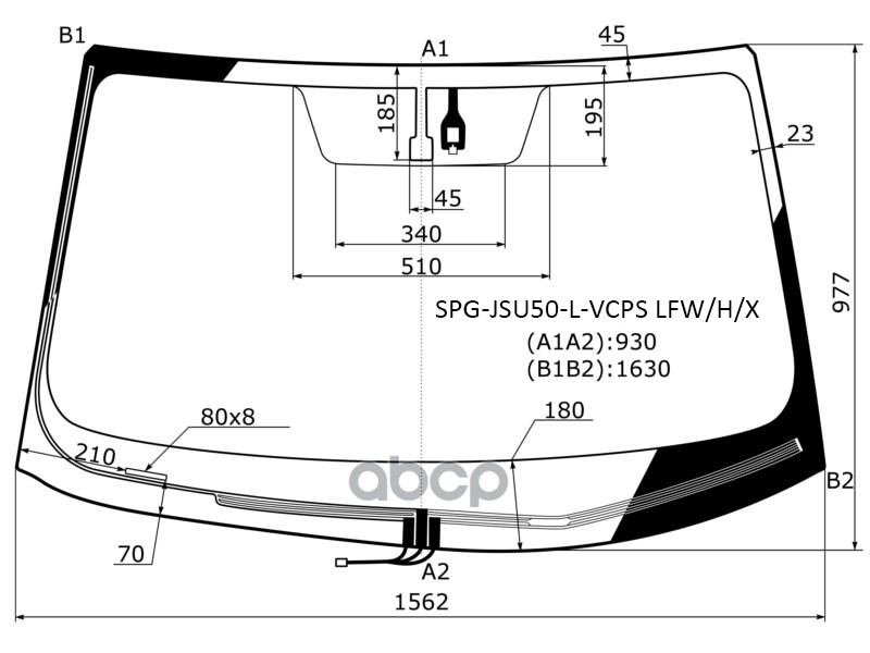Стекло Лобовое (Обогрев Щеток/ Датчик Дождя) Toyota Highlander 13-20 Sat арт. SPG-JSU50-L-VCPS LFW/H/X
