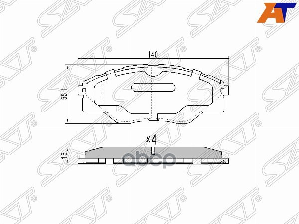 Колодки тормозные (Спереди) Toyota Hilux Pick Up 04-20 / Hilux Surf 05-09 Sat арт. ST-04465-0K290
