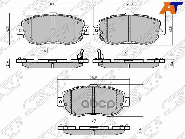 Колодки тормозные (Спереди) Toyota Crown 91-07 / Mark II 92-04 Sat арт. ST-04465-50040