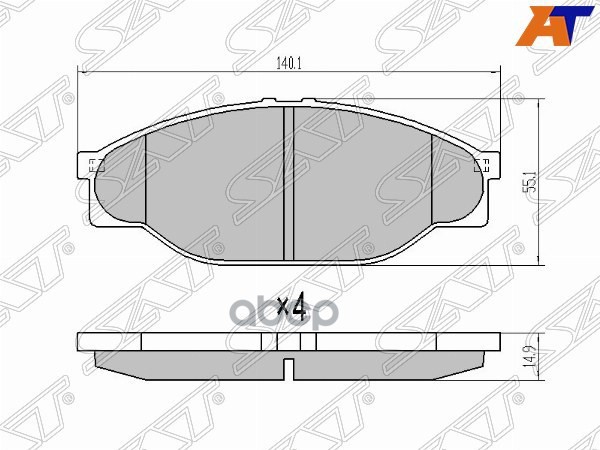 Колодки тормозные (Спереди) Toyota Hiace 89-04 / Hilux Pick Up 88-94 Sat арт. ST-04465-YZZ60