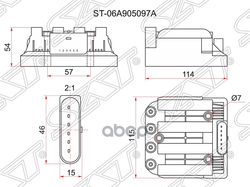 Катушка зажигания VAG OCTAVIA 00-04/BORA 98-05/GOLF 99-06/CADDY 06-/TOURAN 06-09 (модуль) Sat арт. ST-06A905097A