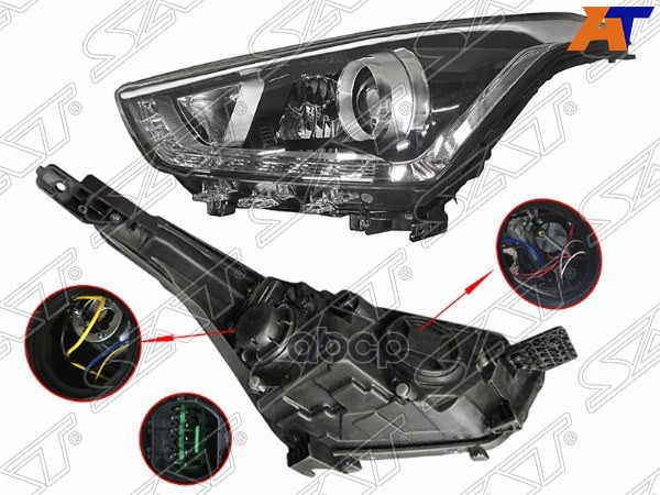 Фара Hyundai Creta 15-20 (Слева/ Галоген/ ДХО/ С электрокорректором/ Линза) Sat арт. ST-121-1112L