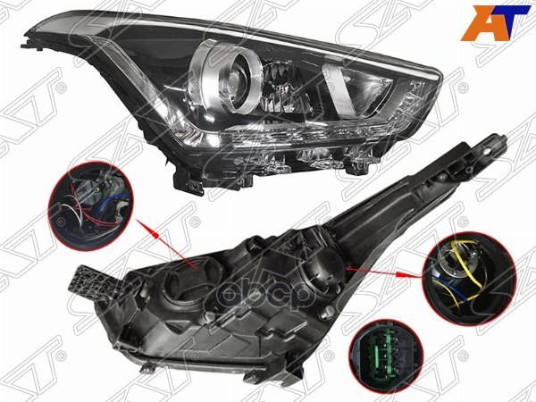 Фара Hyundai Creta 15-20 (Справа/ Галоген/ ДХО/ С электрокорректором/ Линза) Sat арт. ST-121-1112R