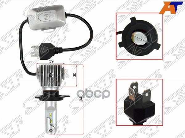 Лампа (H4/ LED/ Комплект/ 20W 3600LM так же подходит на цоколь H19) Sat арт. ST-175-0068