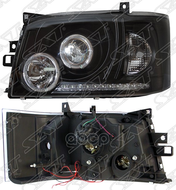 Фара toyota hiacequantum 05-10 черная, диод, линза SAT ST-212-11H1DBL Sat арт. ST-212-11H1DBL