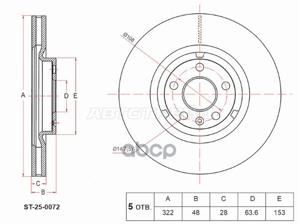 Диск тормозной (Спереди) Geely Tugella 19- / Atlas 23- Sat арт. ST-25-0072