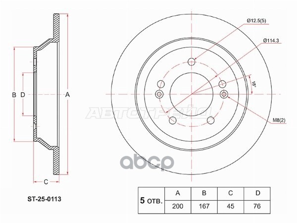 Диск тормозной (Сзади) Kia Seltos 19-22 / Soul 13-22 Sat арт. ST-25-0113