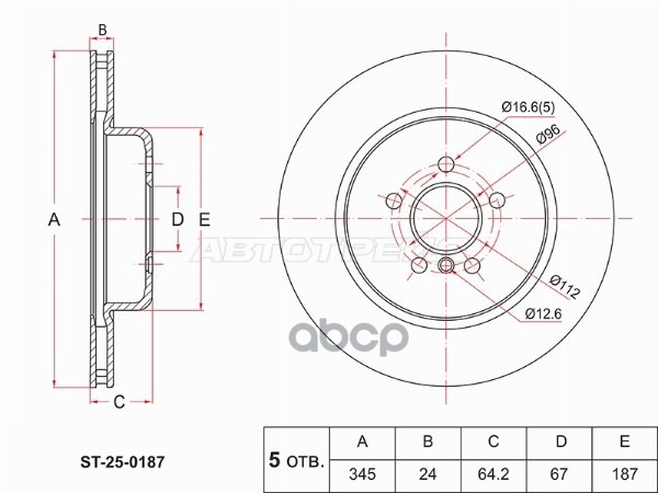 Диск тормозной (Сзади/ Левый) BMW 3-Series 18-22 / 5-Series 16-24 Sat арт. ST-25-0187