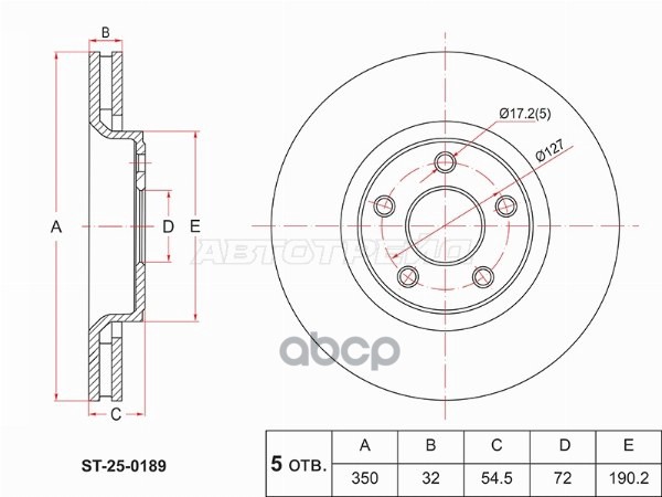 Диск тормозной (Спереди) Jeep Grand Cherokee 10-22 Sat арт. ST-25-0189