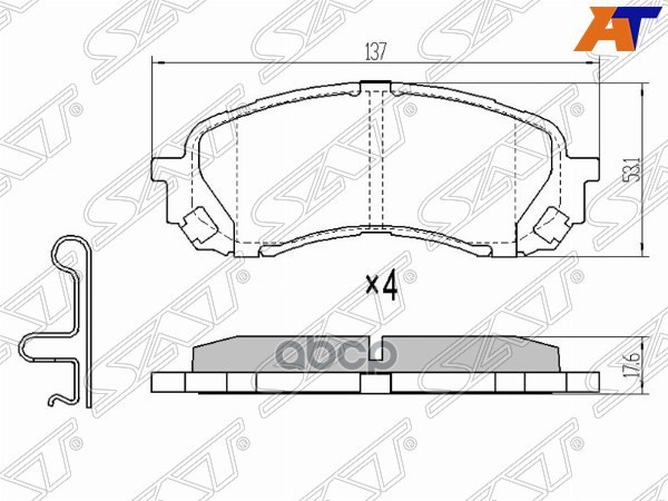 Колодки тормозные (Спереди) Subaru Impreza 00-16 / Legacy 98-03 Sat арт. ST-26296-FJ000
